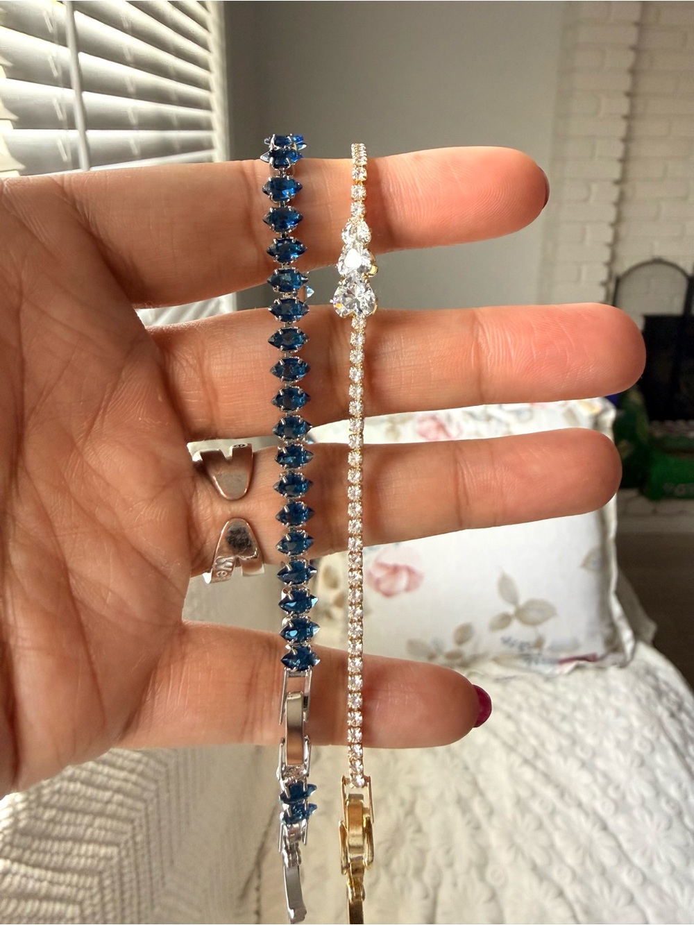 2-Piece 3A CZ Tennis Bracelet Set – Blue & Clear